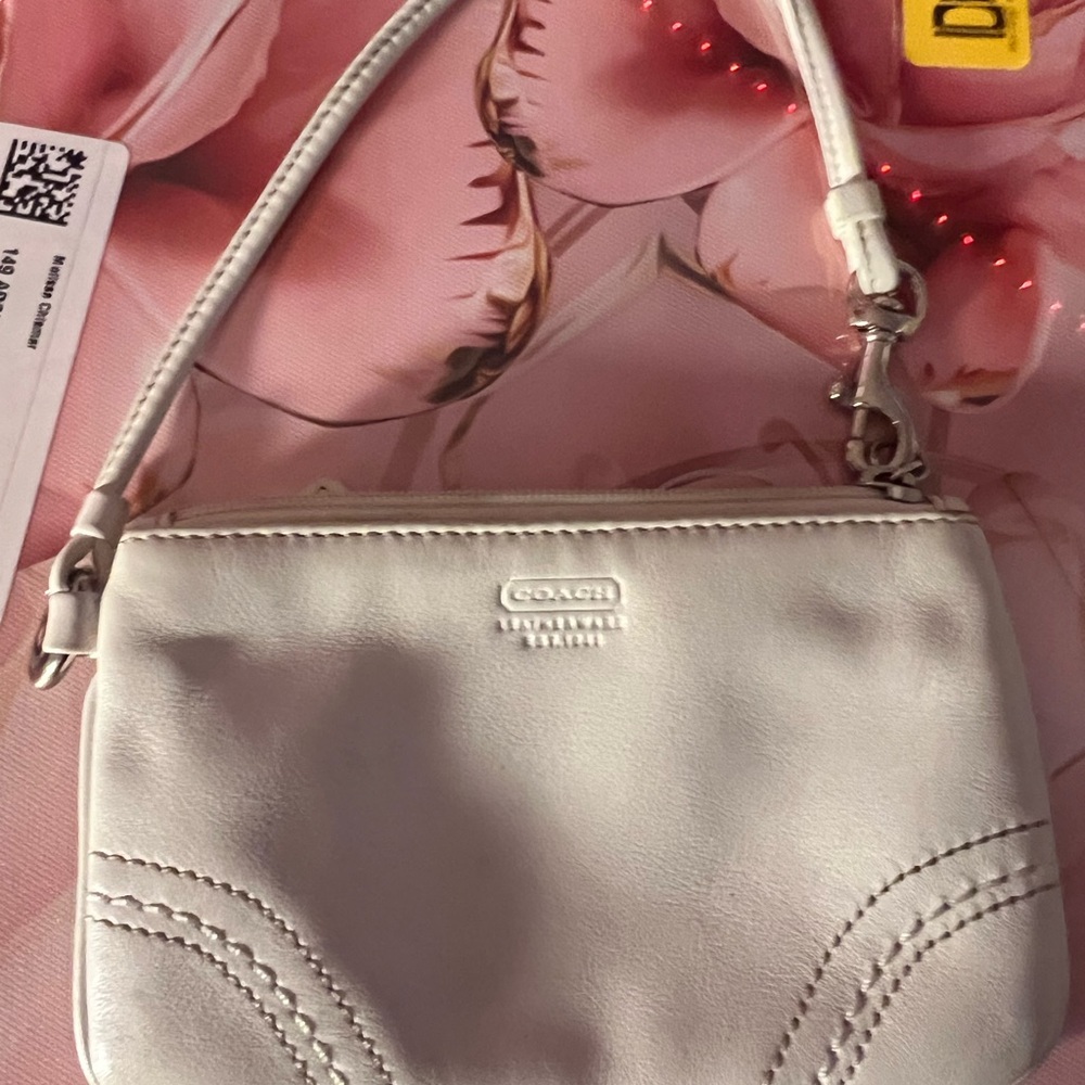 Coach Ivory Leather Wristlet